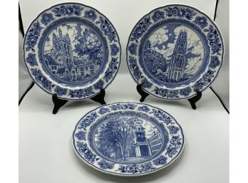 3 Antique Wedgwood Yale Plates 1931 ~ Old Chapel & More ~