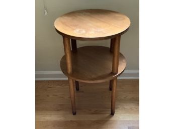 Solid Wood Round Table With Shelf