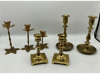 7 Brass Candlestick Holders