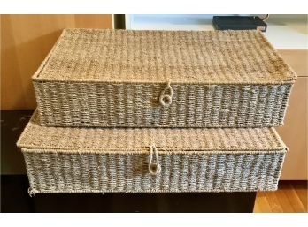 2 Jute Lined Storage Boxes