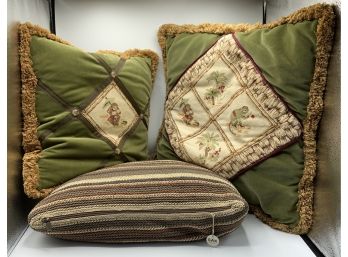 3 Decorative Pillows ~ 2 W/monkees & 1 Sak ~