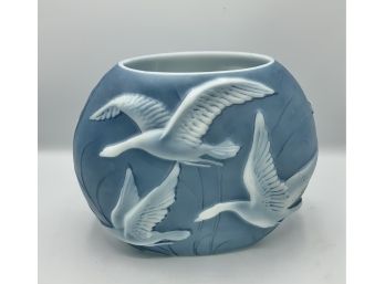 Beautiful Phoenix Sculpture Art Glass Vase ~ Flying Geese ~