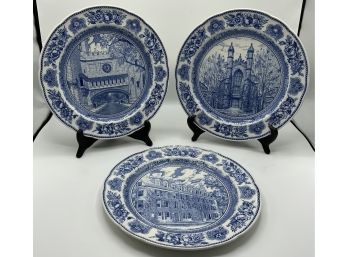 3 Antique Wedgwood Yale Plates 1931 ~ Connecticut Hall 1752 & More ~