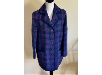 Vintage Real Welsh Tapestry Jacket ~ Purple ~ Wool
