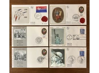 France 1986 And 1989 First Day Cover Envelopes And Stamps (Lot Of 6)