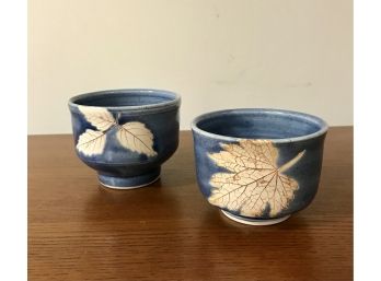 Two Unique Autumn Leaf Clay Tea Cups