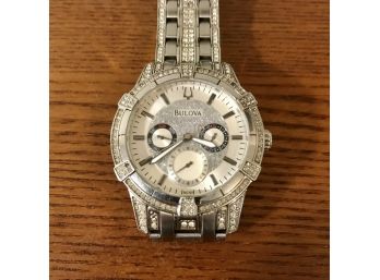 Bulova Men's Crystal Stainless Steel Watch (Retail: $575)