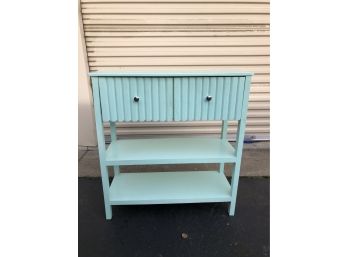 An Aqua Console Table With 2 Drawers - In The Style Of Maine Cottage