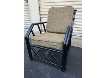 A Vintage Rattan Chair With Geometric Simple Design