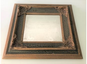 Wood Crackle Finish And Gilt Framed Mirror