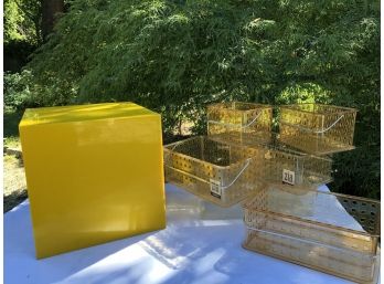 Vintage Melamine Storage Cube - Vibrant Yellow And Interdesign Baskets