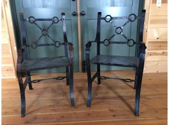Antique Steel Outdoor Chairs - A Pair