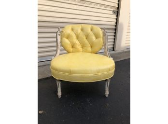 A Vintage Yellow Leather Boudoir Chair