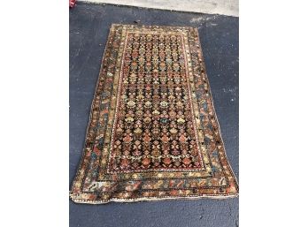 A Hand Knotted Antique Wool Rug 41 X 81