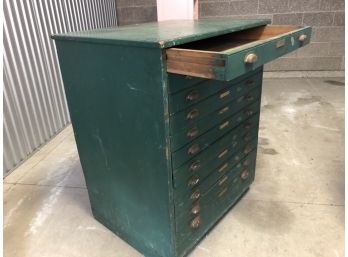 Antique Industrial  Painted Wood Flat Storage Drawers - So Much Charm