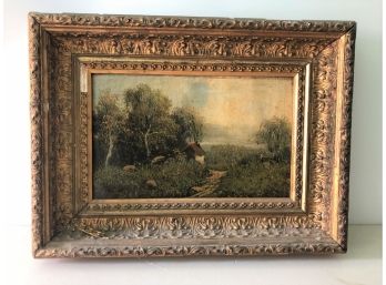 An Antique Landscape -  Framed - Oil On Canvas Signed