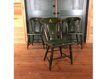 Painted Shield Back Antique Chairs - Set Of 4