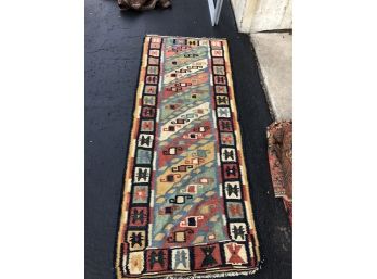 A Vintage Hand Knotted Persian Qashqai Runner 6'5 X 2'5