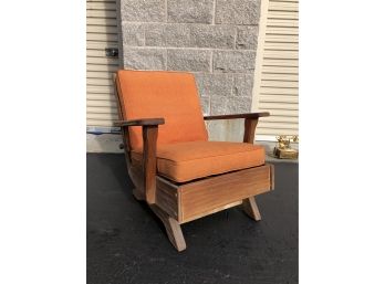 1940s Rustic Wood Paddle Arm Rocker - With Cushions
