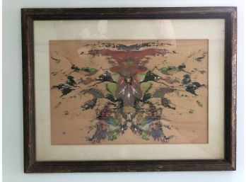 Rorschach Style Abstraction, Mixed Media On Paper Signed - Fawcett - Framed