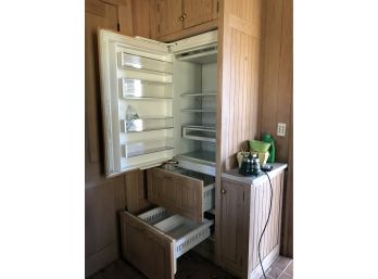 Sub Zero 700 TC Refrigerator With Clear Grain Cedar Cabinet Door Panel