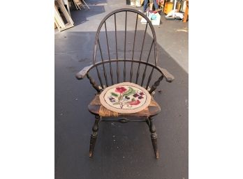 Antique Flint Fine Furniture Windsor Style Chair With Rush Seat
