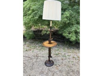 A Standing Wood Lamp, Ratchet For Height Adjustment -Frances Adler Elkins Style