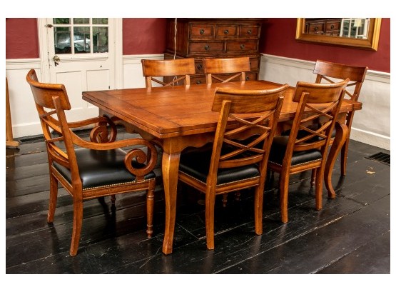 Baker Milling Road Provincial Draw Table With 6 Neoclassical Chairs