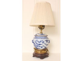 Antique Blue And White Oriental Lamp