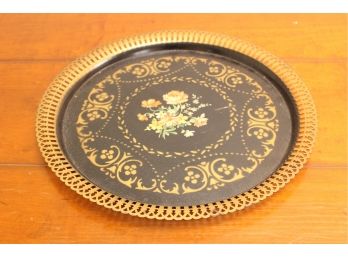 Floral Tole Metal Tray
