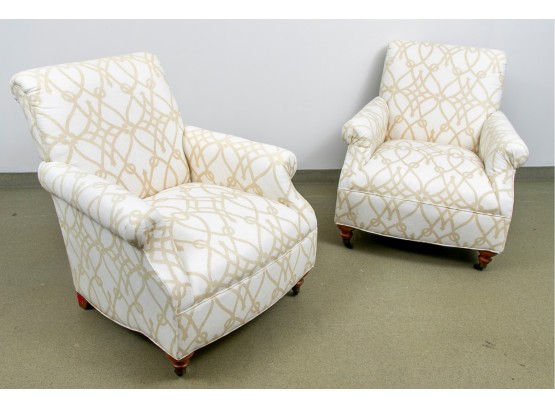 Pair Of Traditional-Style Upholstered Accent Chairs