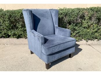 Petite Wingback Navy Upholstered Armchair