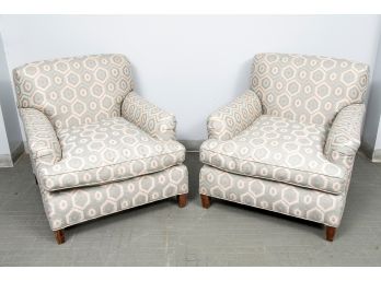 Pair Of Deep Seated Contemporary Club Chairs