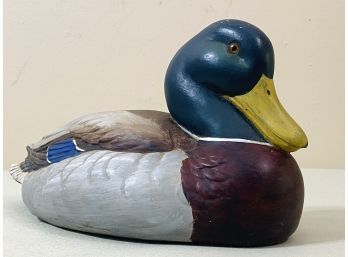 Vintage Ceramic Duck Decoy With Glass Eyes