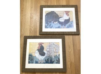 Pair Of Roosters Prints