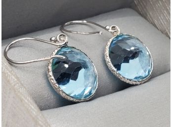 Sky Blue Topaz Earrings In Rhodium Over Sterling