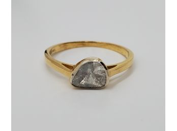 Polki Diamond Ring In 14k Yellow Gold Over Sterling