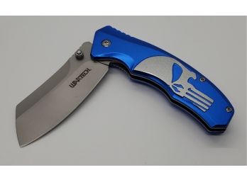 Very Cool Blue Skull Punisher Pocket Knife