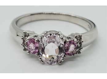 Kunzite, Pink Sapphire & Zircon Sterling Ring