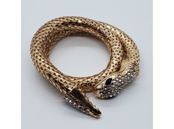 Crystal Snake Wrap Bracelet In Goldtone