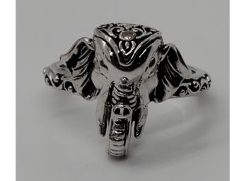 Thai Ruby, Diamond Accent Elephant Ring In Sterling