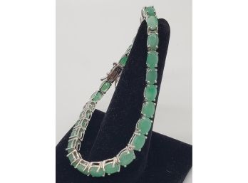 Amazing Emerald Tennis Bracelet In Sterling Silver