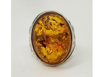 Baltic Amber Ring In Sterling Silver