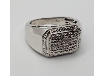 Diamond Sterling Silver Men's Ring