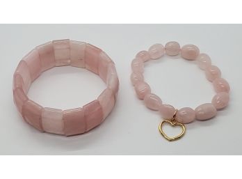 2 Rose Quartz Stretch Bracelets