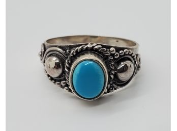 Sleeping Beauty Turquoise Ring In Platinum Over Sterling