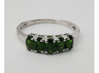 Natural Russian Diopside Ring In Platinum Over Sterling