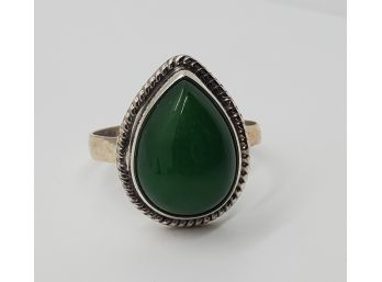 Bali Burmese Green Jade Ring In Sterling