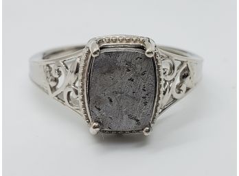 Meteorite Ring In Platinum Over Sterling