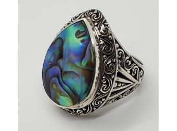 Bali Abalone Shell Ring In Sterling